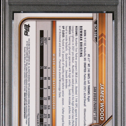 James Wood 2022 Bowman Mega Box Chrome #108 Chrome PSA 9