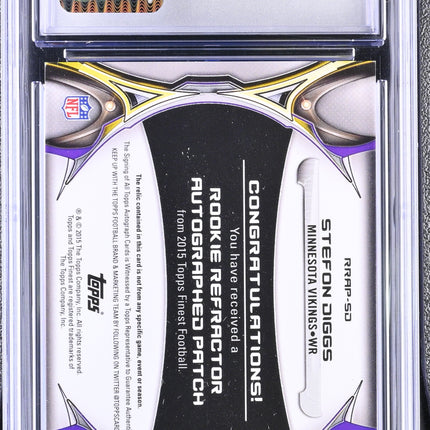 Stefon Diggs 2015 Finest #RRAP-SD Rookie Patch Autographs CGC 8.5