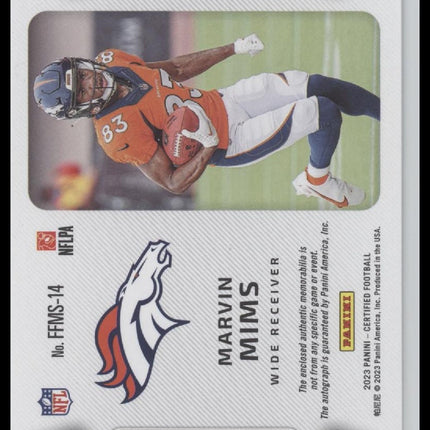 Marvin Mims 2023 Panini Certified #FFMS-14 Freshm Fabric Signatures Red #/199