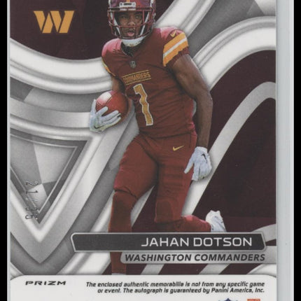 Jahan Dotson 2022 Panini Spectra #APA-JDO Patch Autographs Neon Green #/35