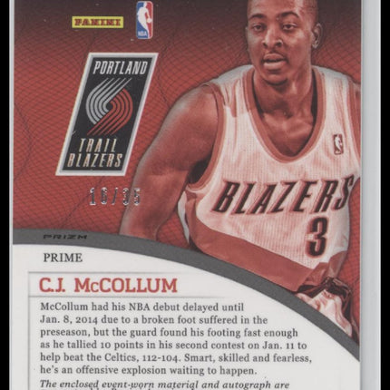 C.J. McCollum 2013-14 Panini Select #19 Rookie Jersey Autographs Blue #/35