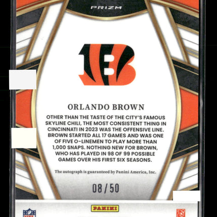 Orlando Brown 2023 Panini Select #SELS-OBR Select Signatures White Prizm #/50