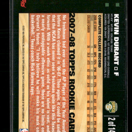 Kevin Durant 2007-08 Topps #2 Rookie Set