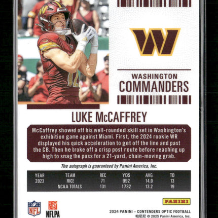 Luke McCaffrey 2024 Panini Contenders Optic #121