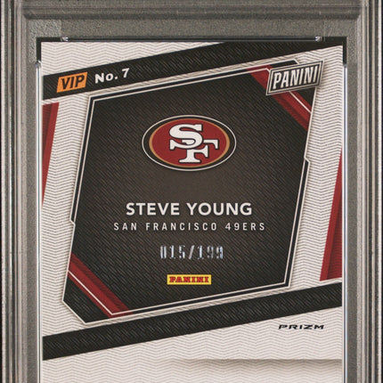 Steve Young 2023 Panini National Vip Gold #7 Red Sparkle PSA 9
