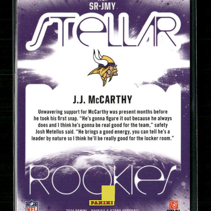 J.J. McCarthy 2024 Panini Rookies & Stars #SR-JMY Stellar Rookies Silver