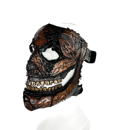 Genuine Leather Mask - GigaMyme Leatherface Edition - Handmade Mime Full Face Cover for Halloween, Performance or Cosplay Costume