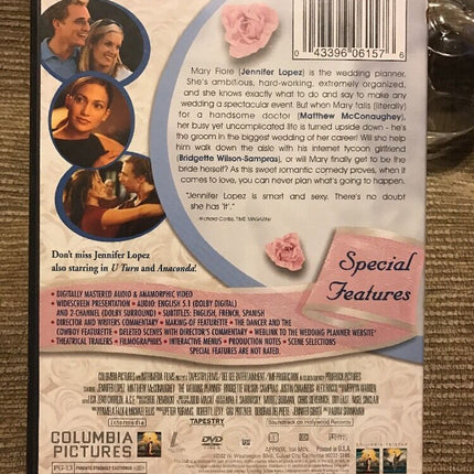The Wedding Planner (DVD, 2001) Jennifer Lopez Matthew Mcconaughey Romantic