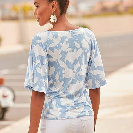 Sky Blossom Keyhole Top