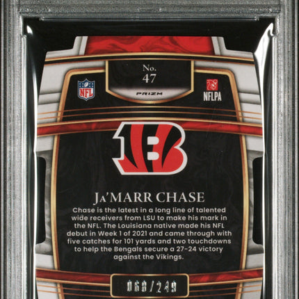 Ja'Marr Chase 2021 Panini Select #47 Die-Cut Orange Prizm PSA 9