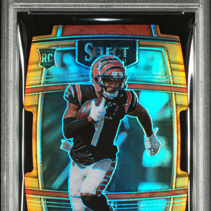 Ja'Marr Chase 2021 Panini Select #47 Die-Cut Orange Prizm PSA 9