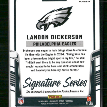 Landon Dickerson 2024 Donruss Optic #SSH-LDN Signature Series Holo