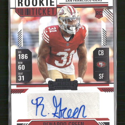 Renardo Green 2024 Panini Contenders #208 Rookie Ticket Blue Auto