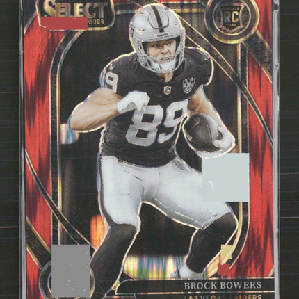 Brock Bowers 2024 Panini Select #222 Red Prizm Shock #/249