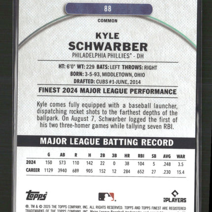 2025 Topps Finest Kyle Schwarber Orange /25
