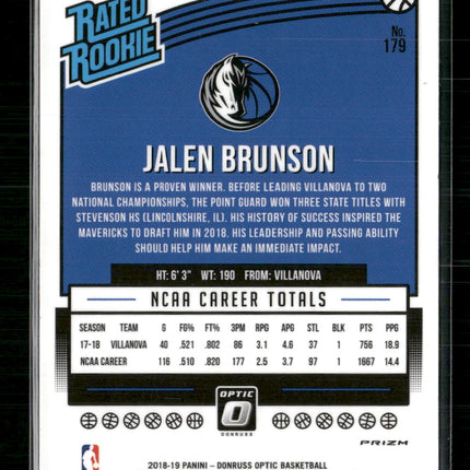Jalen Brunson 2018-19 Donruss #179 Silver