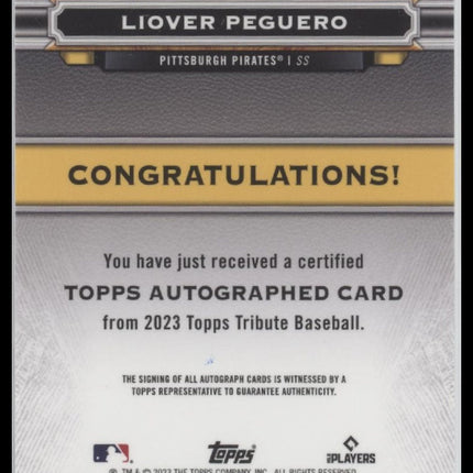 Liover Peguero 2023 Topps Tribute #TA-LP Tribute Autographs Purple #/50