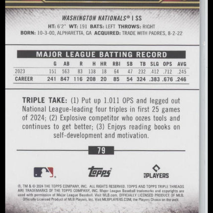CJ Abrams 2024 Topps Triple Threads #79 Onyx #/50