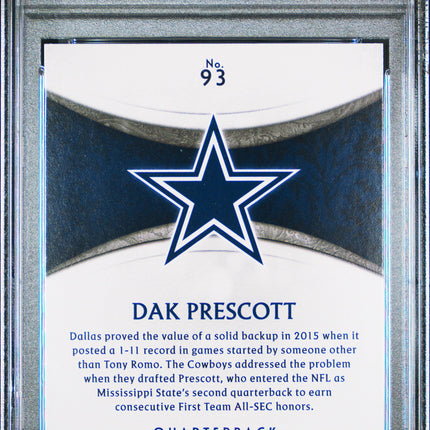 Dak Prescott 2016 Panini Crown Royale #93 PSA 10