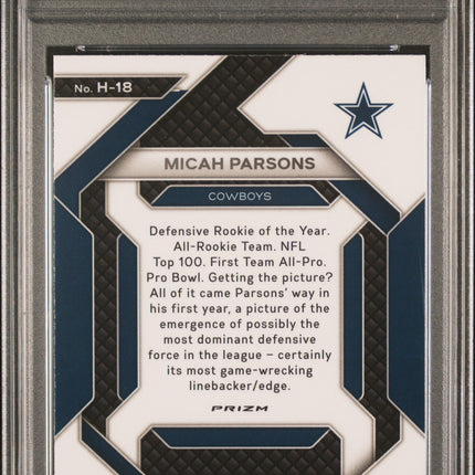 Micah Parsons 2023 Panini Prizm Emergent #H18 Emergent-Green Ice PSA 10