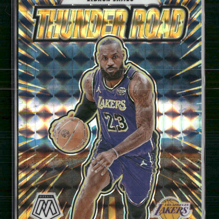 LeBron James 2024-25 Panini Mosaic #3 Thunder Road Mosaic Reactive Blue #/99