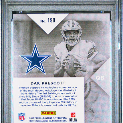Dak Prescott 2016 Panini Donruss Elite #190 PSA 9
