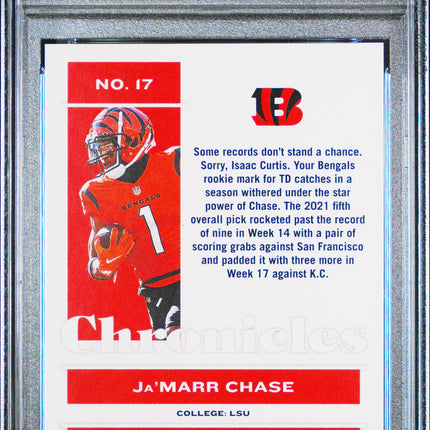 Ja’marr Chase 2021 Panini Chronicles #17 PSA 9