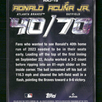 Ronald Acuña Jr. 2024 Topps #RAJ-15 40/70 Gold #/50