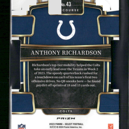 Anthony Richardson 2023 Panini Select #43 Zebra Prizms Die Cuts