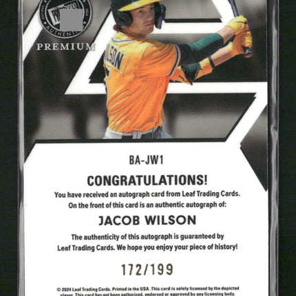 Jacob Wilson 2024 Leaf Electrum #BA-JW1 Base Autographs Blue #/199