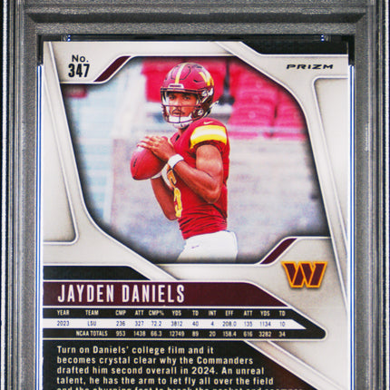 Jayden Daniels 2024 Panini Prizm #347 Lazer Prizm PSA 9