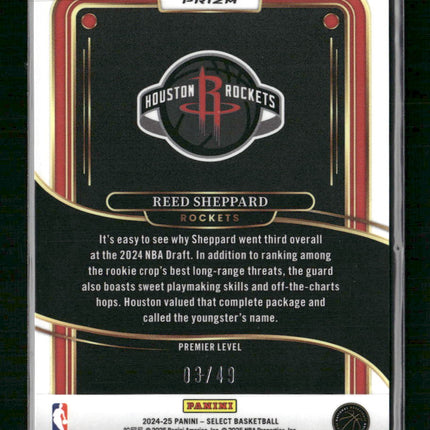 Reed Sheppard 2024-25 Panini Select #181 Bronze Checker Prizm #/49