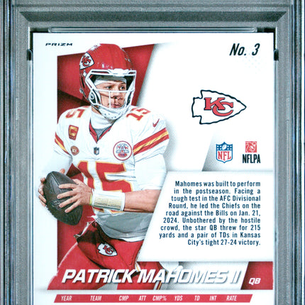 Patrick Mahomes II 2024 Panini Prizm Flashback #3 -No Huddle PSA 10