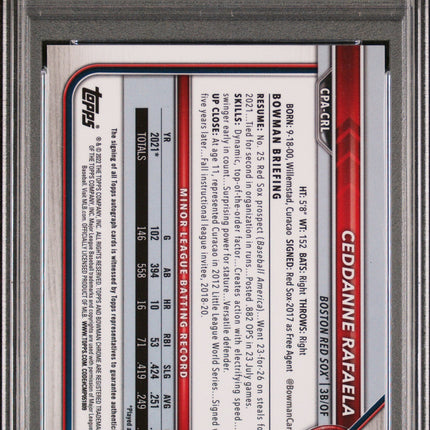 Ceddanne Rafaela 2022 Bowman Chrome Prospect Autographs #CPACRL PSA 9