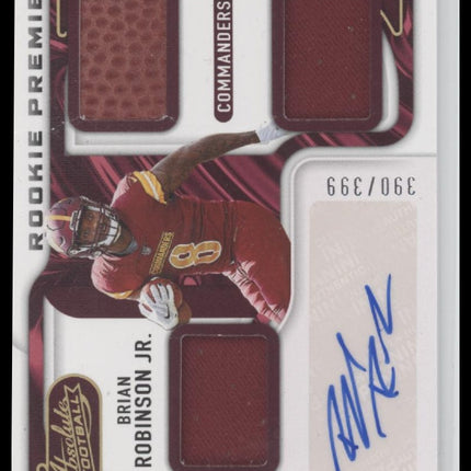 Brian Robinson Jr. 2022 Panini Absolute Rookie Premiere Materials Autos #/399
