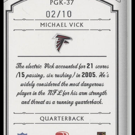 Michael Vick 2006 Donruss Threads #PGK-37 Pro Gridiron Kings Autographs #/10