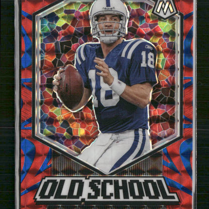 Peyton Manning 2020 Panini Mosaic #OS1 Old School Prizm Reactive Blue #/99