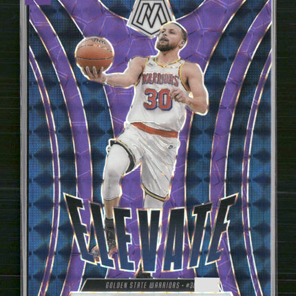 Stephen Curry 2024-25 Panini Mosaic #24 Elevate Mosaic Purple Fluorescent #/175