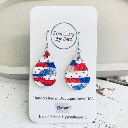 Small Teardrop: Red, White & Blue earrings