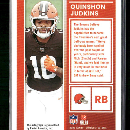 Quinshon Judkins Donruss #26 Red Auto /299 The Rookies