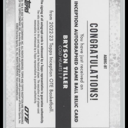 2022-23 Topps Inception Auto and Game Ball Bryson Tiller #AGBRC-BT #/25