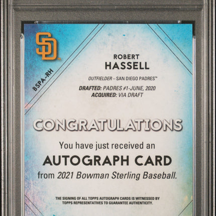 Robert Hassell 2021 Bowman Sterling Prospect Autographs #BSPARH PSA 10