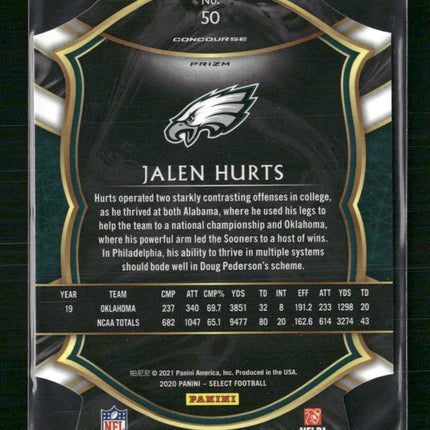 Jalen Hurts 2020 Panini Select #50 Rookie Card Blue Prizm