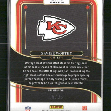 Xavier Worthy 2024 Panini Select #119 Blue & Orange Prizm Shock #/35