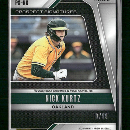 2025 Panini Prizm Prospect Signatures Red Prizms Nick Kurtz #/99 Auto #PS-NK