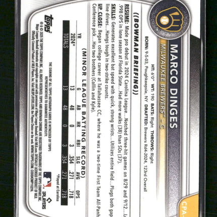 Bowman Chrome Blue #/125 Marco Dinges #CPA-MD