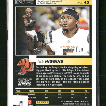 2024 Panini Encore Autographs Tee Higgins #/199 Auto #43