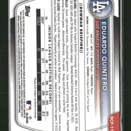 2025 BC Prospects Mojo Fuchsia Refractor Eduardo Quintero #/299 #BCP-115