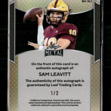 2025 Leaf Metal Pulsar Black Autographs Sam Leavitt #/2 #BA-SL1