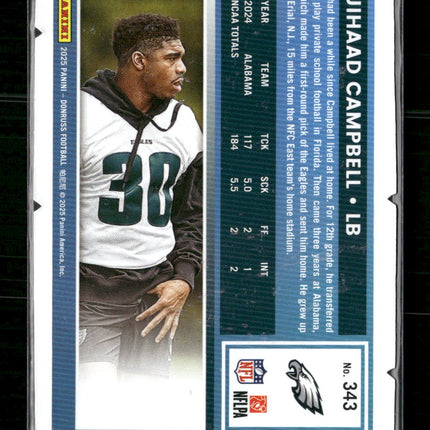 2025 Panini Donruss #343 Jihaad Campbell Rated Rookie #/99